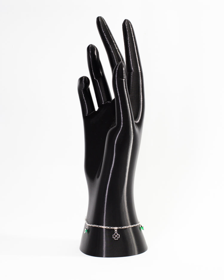 Pulseira Trevo C/ Coração Verde
