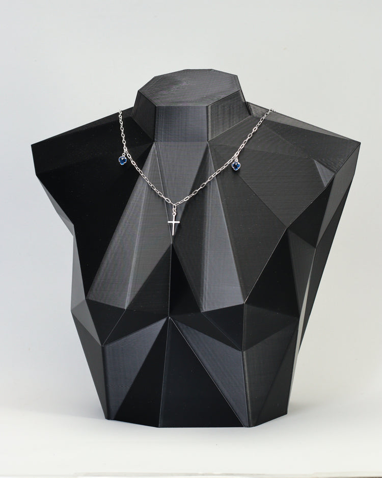 Choker Cruz e Coração Azul